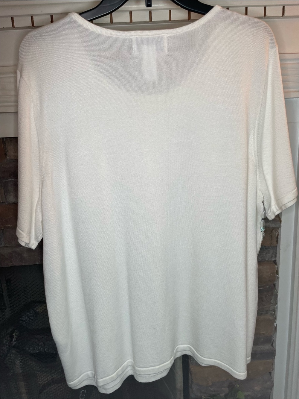 Alfred Dunner Cream Short-Sleeve Floral Embroidered Top with Aqua Accents - Picture 2 of 5